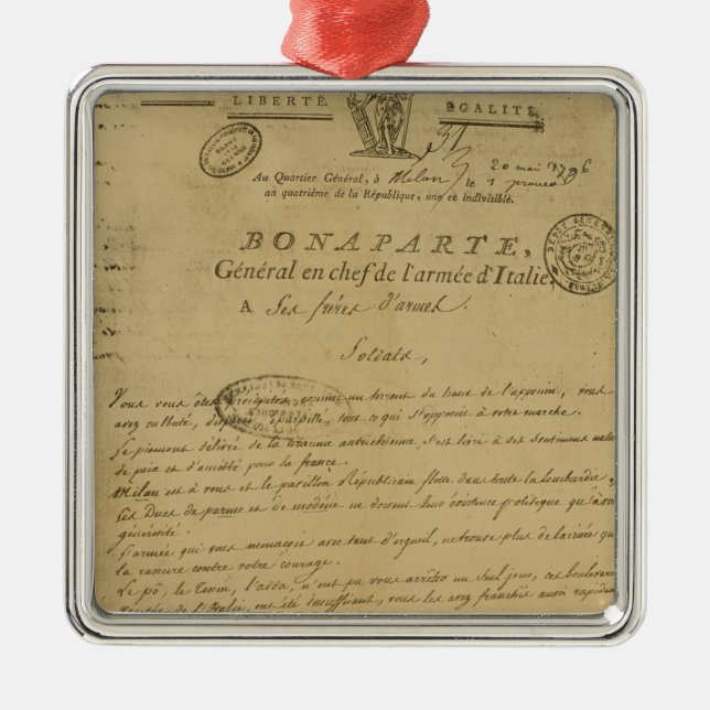 Instructions to soldiers issued by Napoleon Metal Ornament (Front)