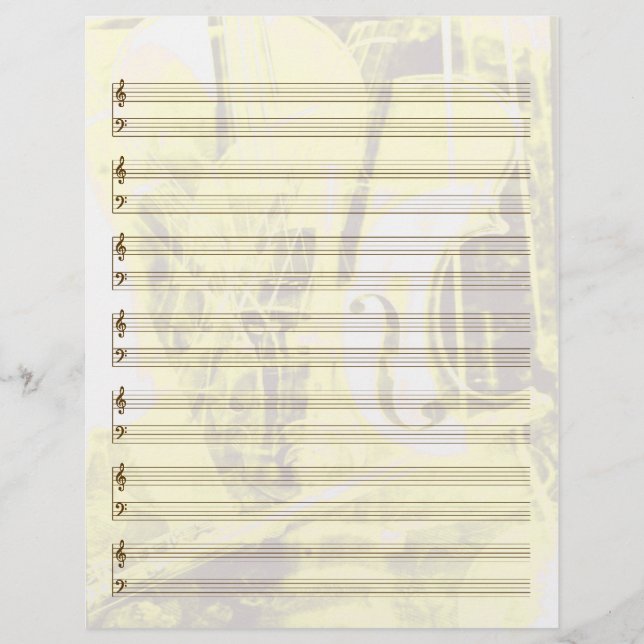 Instrument-Themed Staff Paper in Gold (Front)