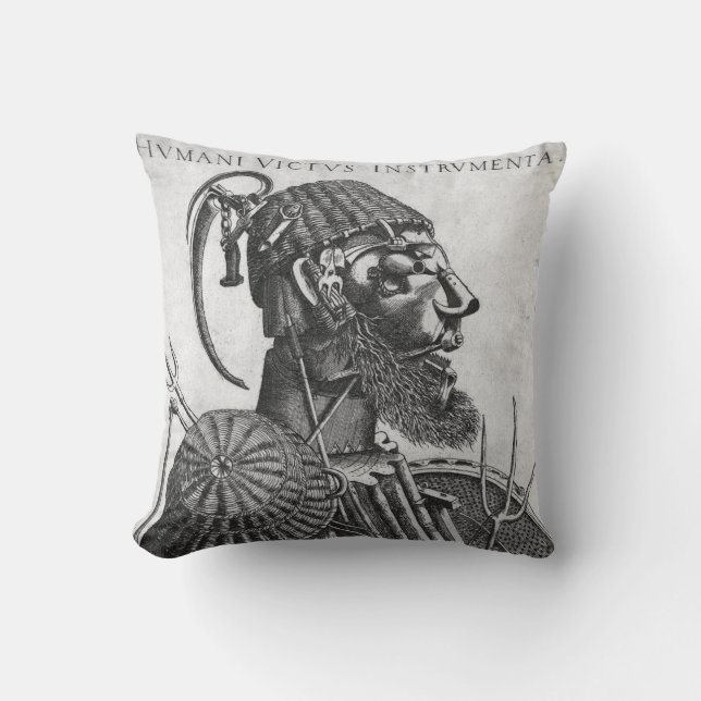 Instruments of Human Sustenance, Arcimboldo Throw Pillow (Front)