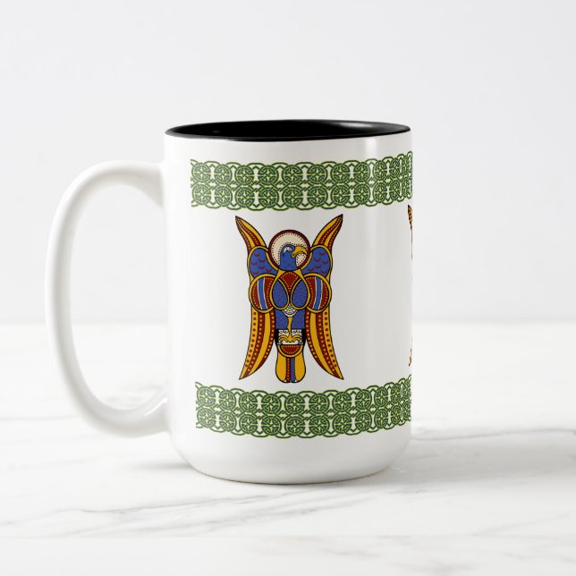 Insular Art "Eagle of John" Illuminated Manuscript Two-Tone Coffee Mug (Left)
