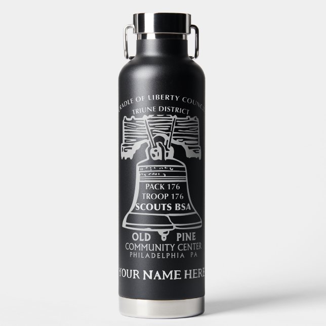 Insulated Water Bottle - Black (Personalized) (Front)