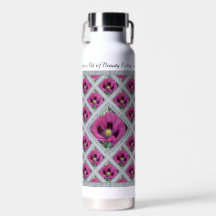 Insulated Water Bottle with Pretty Purple Poppies