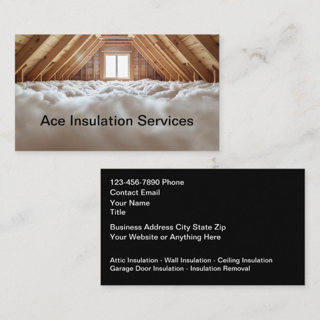 Insulation Services Contactor Business Cards (Front/Back)