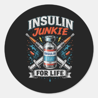Insulin Junkie For Life Classic Round Sticker