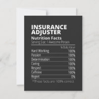 Insurance Adjuster Nutrition Facts Funny