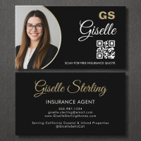 Insurance Agent Black Gold Photo QR Code