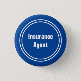 Insurance Agent Blue and White Text Template 1 Inch Round Button