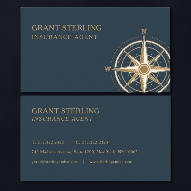 Insurance Agent Nautical Compass  Business Card (Creator Uploaded)