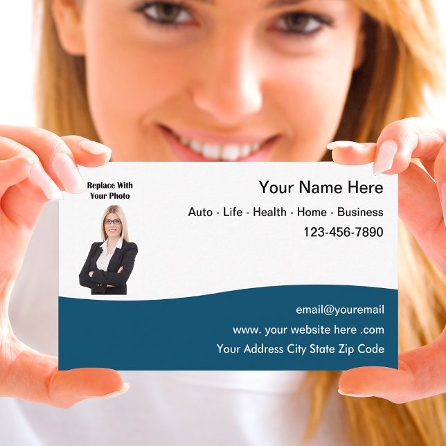 Insurance Agent Photo Business Cards Design (Creator Uploaded)