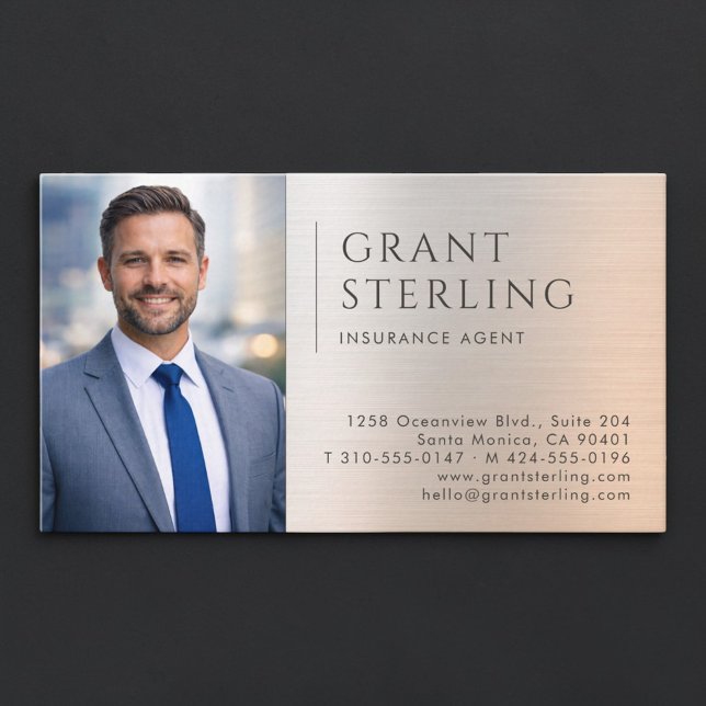 Insurance Agent Photo Metallic Business Card (Creator Uploaded)