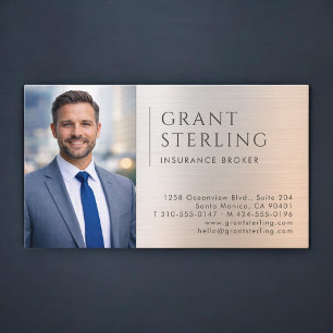 Insurance Broker Photo Metallic Business Card