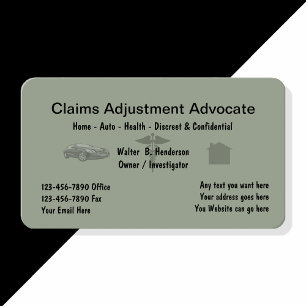 Insurance Claims Adjuster Business Card
