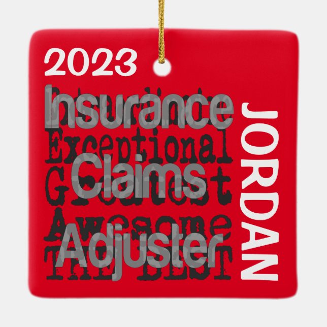 Insurance Claims Adjuster Extraordinaire CUSTOM Ceramic Ornament (Back)