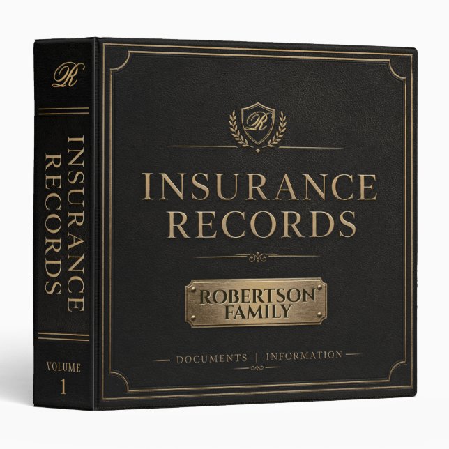 Insurance Records 3 Ring Binder (Front/Spine)