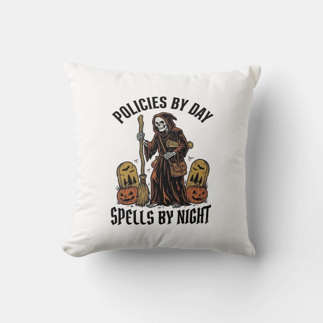 Insurance Witch Shirt Funny Halloween Agent Graphi Throw Pillow (Front)