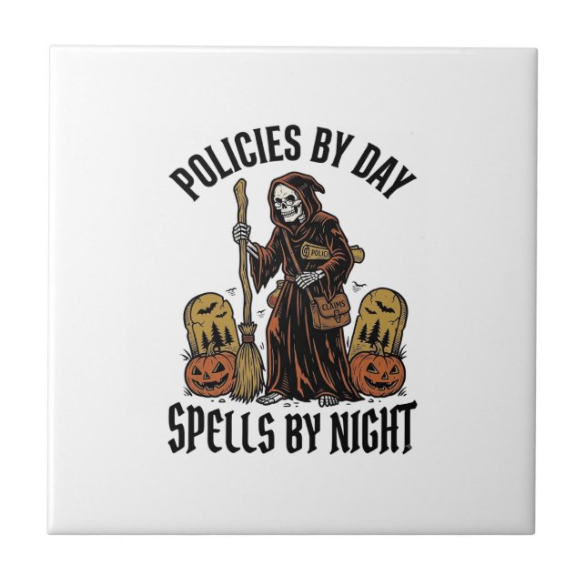Insurance Witch Shirt Funny Halloween Agent Graphi Tile (Front)