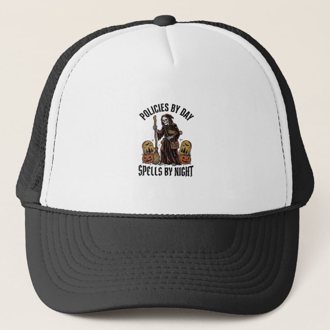 Insurance Witch Shirt Funny Halloween Agent Graphi Trucker Hat (Front)