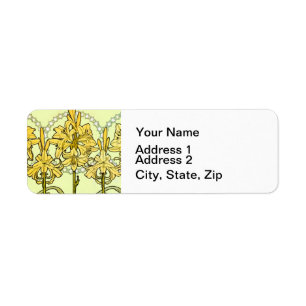 intage Alphonse Mucha Art Nouveau Lily Pattern