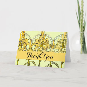 intage Alphonse Mucha Art Nouveau Lily Pattern Thank You Card