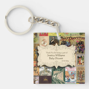 intage Books Bring A Book Baby Shower Thank You Keychain