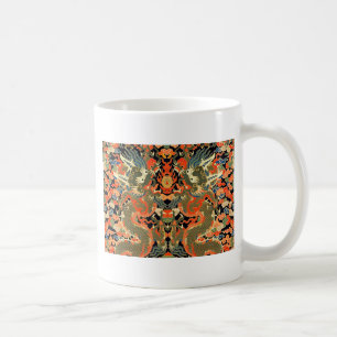 intage Chinese Dragon Textile Print Asian Art Coffee Mug