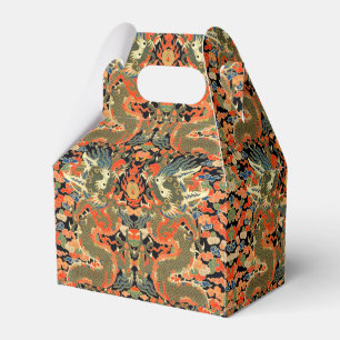 intage Chinese Dragon Textile Print Asian Art Favor Box