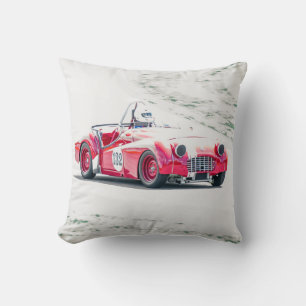 intage Sports Car Racing Throw Pillow