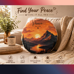 intage Sunset Mountain Landscape Lumbar Pillow   R