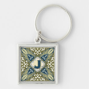 Intaglio Monogram Letter J Keychain
