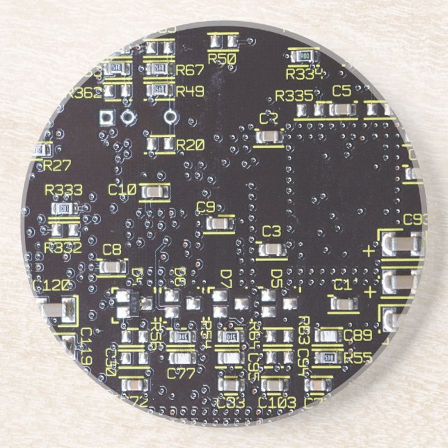 Integrated Circuit Board With Components Drinks Coaster (Front)