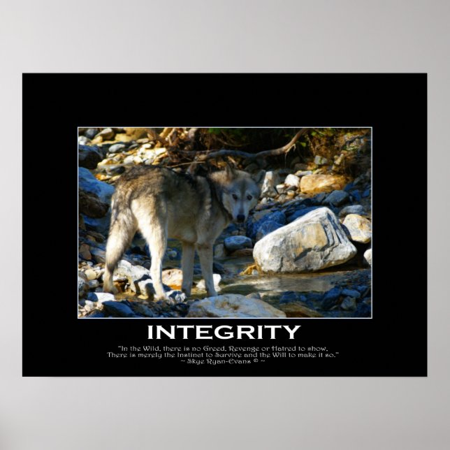INTEGRITY Motivational Grey Wolf Art Print (Front)