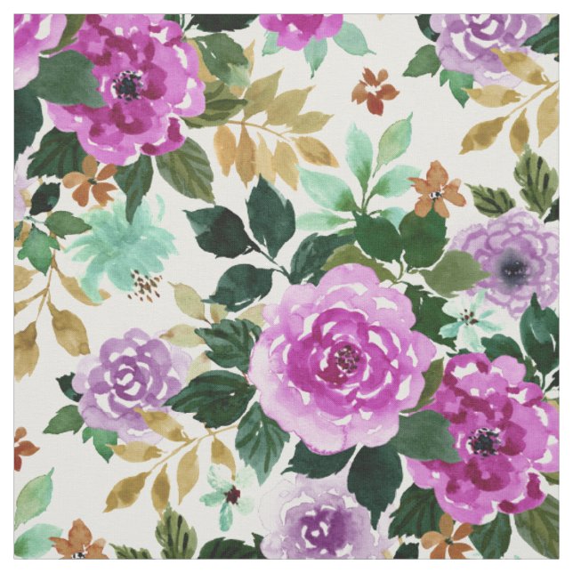 INTEGRITY Purple Mint Gold Floral Fabric (Swatch)