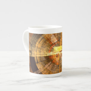Integrity Radial Abstract Art in Warm Gold Tones Bone China Mug