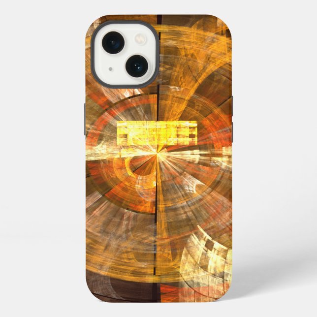 Integrity Radial Abstract Art in Warm Gold Tones iPhone Case (Back)