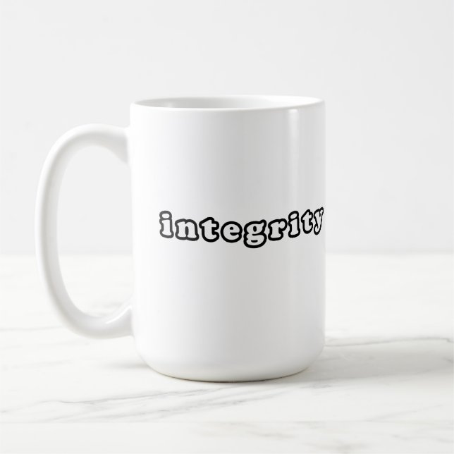 Integrity text design coffee mug (Left)