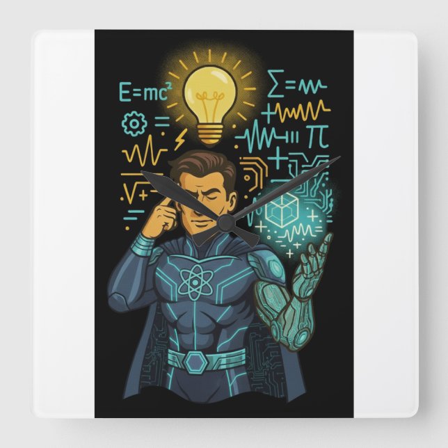 Intellect Unleashed: The Mind Master Collection Square Wall Clock (Front)