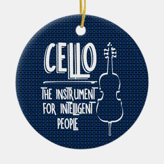 Intelligent Cellist Line Drawing Ceramic Ornament (Front)