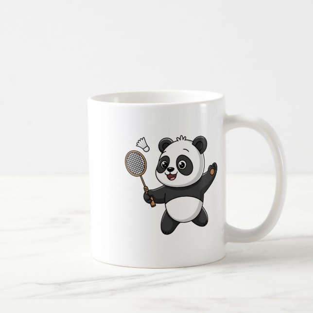 Intelligent Panda Playing Badminton Funny Humourou Coffee Mug (Right)