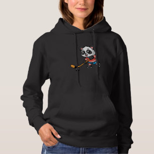 Intelligent Panda Playing Ice Hockey Funny Humorou Hoodie