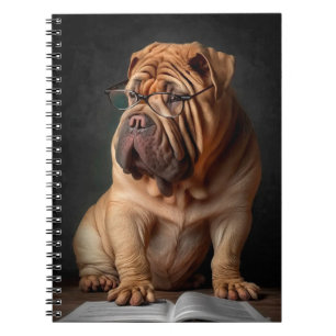 Intelligent Shar Pei Dog with Book Design