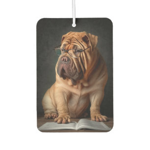 Intelligent Shar Pei Dog with Book Design Air Freshener