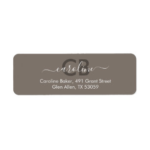 Intemporel - Étiquette de adresse Monogramme beige