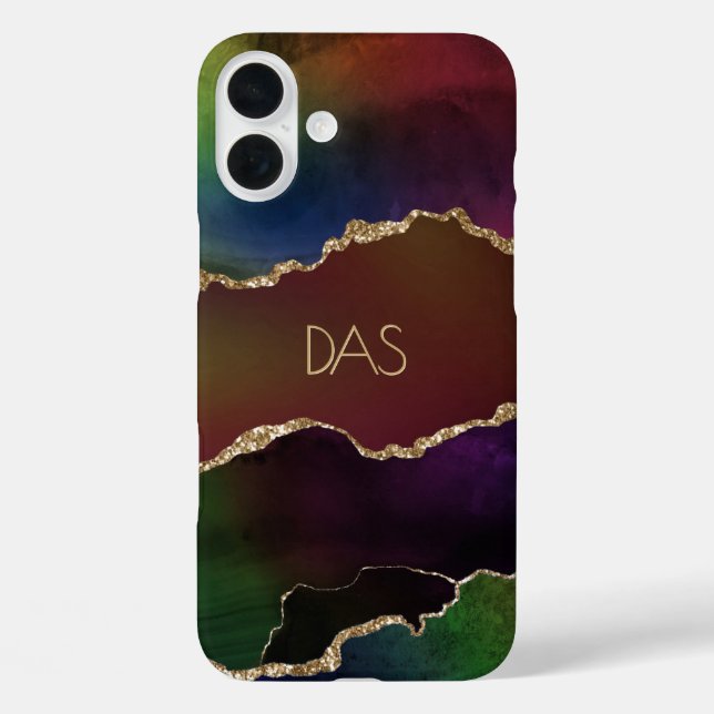 Intense Agate | Dark Moody Rainbow Monogram Case-Mate iPhone Case (Back)