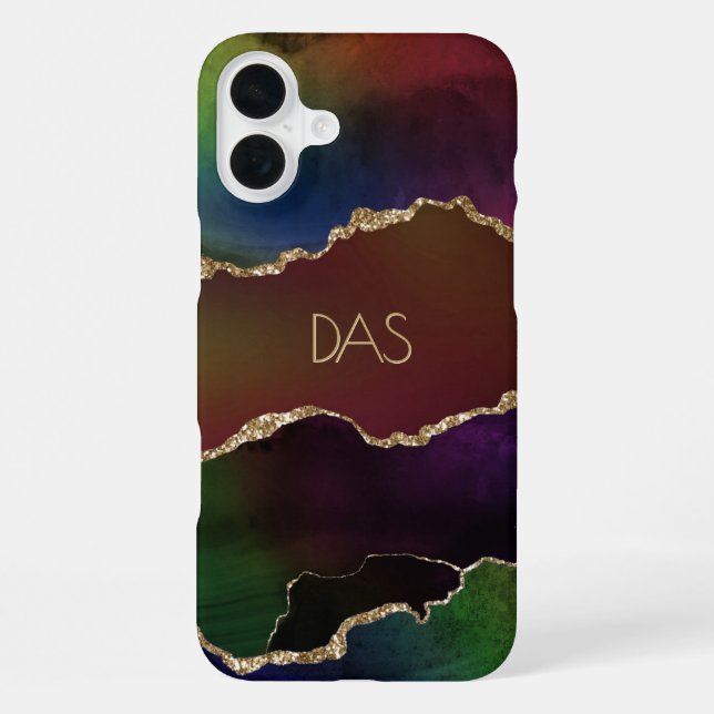 Intense Agate | Dark Moody Rainbow Monogram iPhone Case (Back)