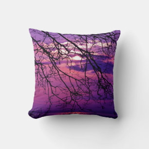 Intense and Vivid -  Purple Sunset Landscape Throw Pillow