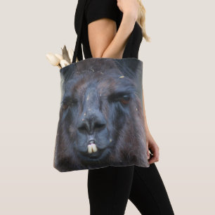 Intense Black Llama Farm Animal Tote Bag
