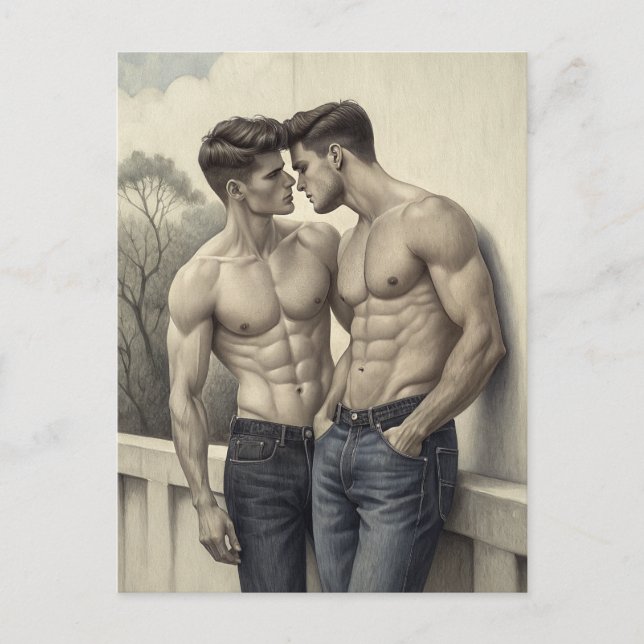 Intense Connection: Contemporary Romantic Gaze Postcard (Front)