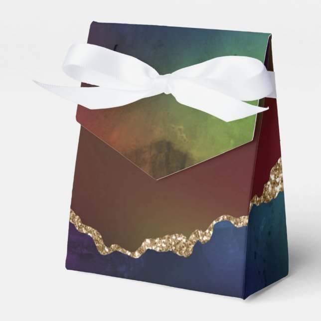 Intense Dark Agate | Moody Rainbow Jewel Tone Favor Box (Front Side)