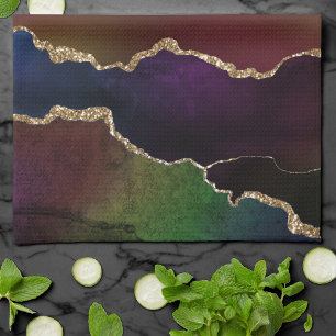Intense Dark Agate   Moody Rainbow Jewel Tone Kitchen Towel