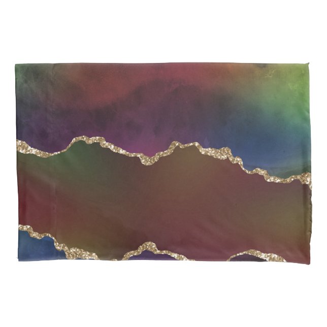 Intense Dark Agate | Moody Rainbow Jewel Tone Pillowcase (Front)